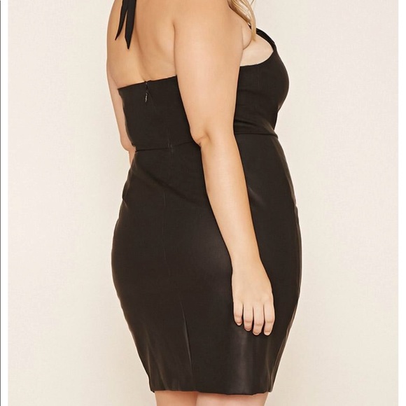 🖤Bailey Black Vegan Leather Halter Neck Dress NWT - Picture 3 of 12
